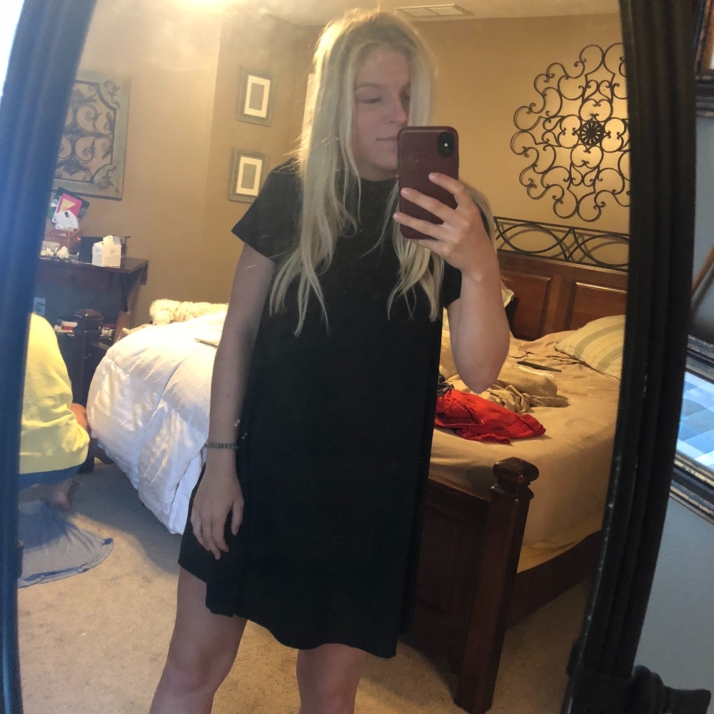 black cutout back dress